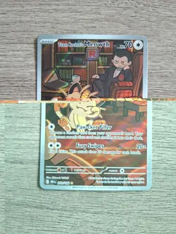 Team Rocket's Meowth 203/182 ILLUSTRATION RARE Destined Rivals Pokemon TCG MINT - Image 2