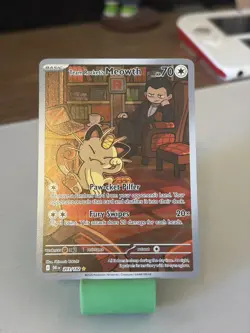 Pokemon TCG Team Rocket's Meowth Illustration Rare Card 203/182 Destined Rivals - Image 1
