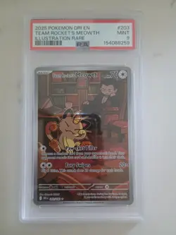 Pokemon TCG Team Rocket's Meowth 203/182 Destined Rivals Illustration Rare - Image 1
