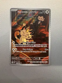 Pokemon TCG Team Rocket's Meowth Illustration Rare 203/182 Destined Rivals - Image 1