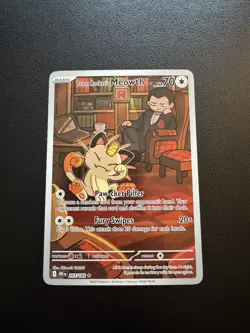 Pokemon TCG Team Rocket's Meowth Illustration Rare 203/182 Destined Rivals - Image 1