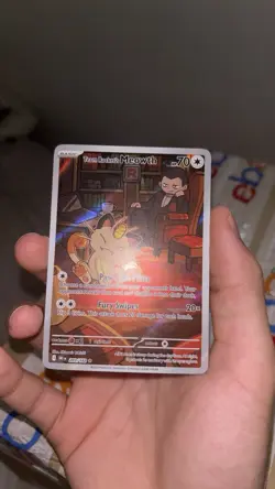 Pokemon TCG Team Rocket's Meowth 203/182 Destined Rivals Illustration Rare - Image 1