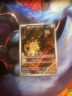 Pokemon TCG Team Rocket's Meowth 203/182 Destined Rivals Illustration Rare - Image 1