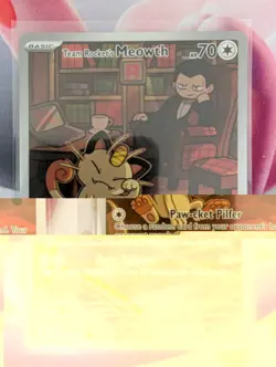 Pokemon TCG Team Rocket's Meowth 203/182 Destined Rivals Illustration Rare - Image 2