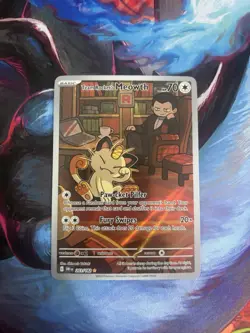 Pokemon TCG Team Rocket's Meowth 203/182 Destined Rivals Illustration Rare - Image 1