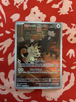 Pokemon TCG Team Rocket's Meowth Illustration Rare Card 203/182 Destined Rivals - Image 1