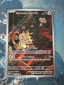 Pokemon TCG Team Rocket's Meowth 203/182 Destined Rivals Illustration Rare - Image 1