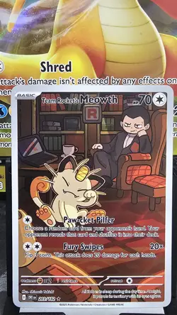 Pokemon TCG Team Rocket's Meowth 203/182 Destined Rivals Illustration Rare - Image 1