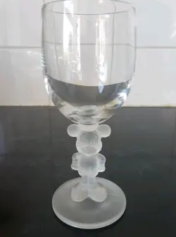 Vintage Mickey Mouse Frosted Stem Wine Glass Goblet Disney Collectable - Image 2