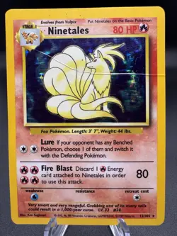 Pokemon TCG Ninetales Base Set Holo Unlimited Rare Card 12/102 - Damaged - Image 1