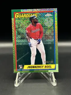 2025 Topps Chrome #114 Jhonkensy Noel 35th Anniversary Teal Mojo Refractor /199 - Image 1