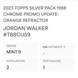 2023 Topps Chrome Update Jordan Walker RC #16/25 Silver Pack Orange SSP PSA 9 - Image 4