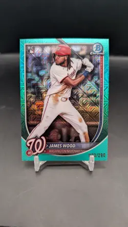 2025 Bowman Chrome Mega Box James Wood RC Aqua Mojo Refractor #/299 Nationals - Image 1