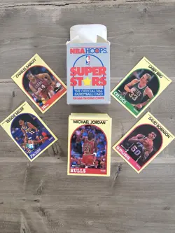 1990 Hoops Super Stars NBA Box (100 Card Set) Jordan, Robinson, Bird. Great Cond - Image 1
