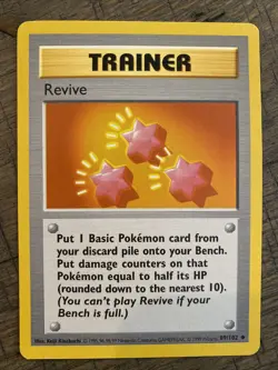 Pokemon SHADOWLESS Revive Card Trainer 89/102 WOTC-LP - Image 1