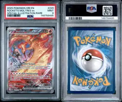 2025 POKEMON DRI EN-DESTINED RIVALS #229 TEAM ROCKET'S MOLTRES EX SIR PSA 9 - Image 3