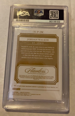 2022 Panini Flawless Jordan Walker Patches Gold 3 Color Patch 1/5 PSA 8 NM-MT - Image 2