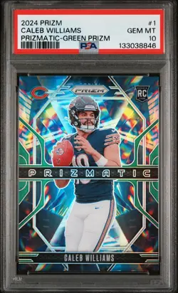 Caleb Williams 2024 Panini Prizm #1 Prizmatic Green Prizm RC PSA 10 Bears Rookie - Image 1