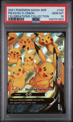 Pikachu V-Union PSA 10 Pokemon Celebrations Promo SWSH142 - Image 1