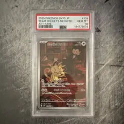 Pokemon TCG Sv10 Team Rocket's Meowth 109/098 AR Holo JP 2025 PSA 10 - Image 1