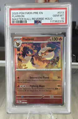 PSA 10 Flareon Master Ball Reverse #13 Prismatic Evolutions 2025 Pokemon - Image 1