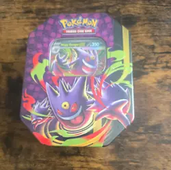 Pokemon TCG Mega Moonlit Tin Mega Gengar ex New Sealed 4 Booster Packs - Image 1