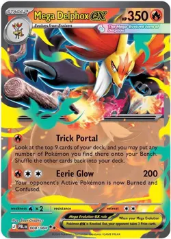 Mega Delphox ex Double Rare ME05: Pitch Black 008/084 NM Holo - Image 1