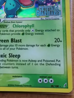 Pokemon TCG Venusaur 28/100 Crystal Guardians Reverse Holo Stamped - Image 2