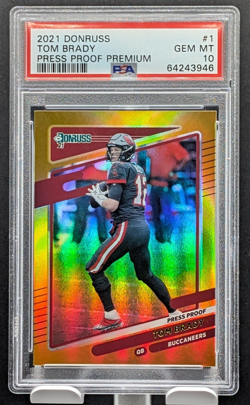 2021 Tom Brady Donruss Press Proof Premium Football Holo Foil #1 Card ~ PSA 10 ! - Image 1