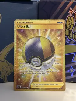 Ultra Ball Gold Secret Rare 186/172 Brilliant Stars Pokemon NM - Image 1