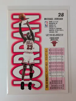 Michael Jordan #28 1993 Fleer NBA Basketball Trading Card Chicago Bulls - Image 2