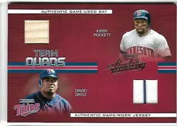 KIRBY PUCKETT/DAVID ORTIZ/CUDDYER/LAWTON 2005 ABSOLUTE JERSEY/BAT CARD #120/150! - Image 1