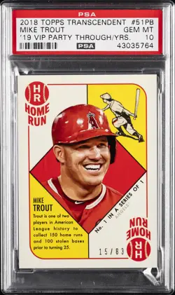 2019 TRANSCENDENT VIP PARTY MIKE TROUT THROUGH THE YEARS MIKE TROUT #/83 PSA 10 - Image 1