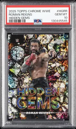 2025 TOPPS CHROME WWE HIDDEN GEMS #HGRR ROMAN REIGNS PSA 10 - Image 1