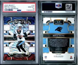 2023 SELECT BRYCE YOUNG TRI-COLOR PRIZM CONCOURSE ROOKIE CARD #14 PSA 10 /259 - Image 3