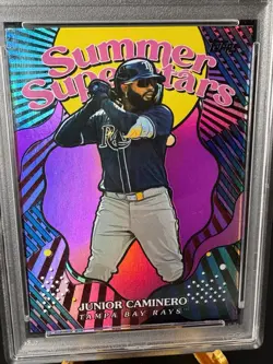 2025 Topps Junior Caminero Summer Superstars Pink Foil #SS-49 Rays PSA 10 POP 1 - Image 2
