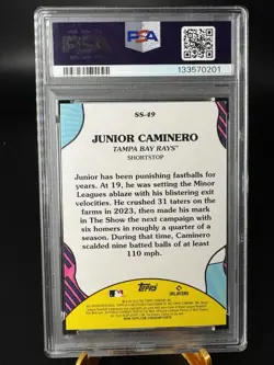 2025 Topps Junior Caminero Summer Superstars Pink Foil #SS-49 Rays PSA 10 POP 1 - Image 3