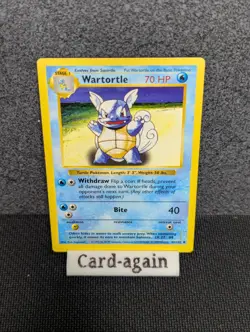 Pokemon TCG Wartortle Base Set, Shadowless Uncommon Card 42/102 - LP - Image 1