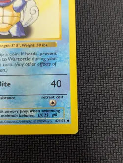 Pokemon TCG Wartortle Base Set, Shadowless Uncommon Card 42/102 - LP - Image 5