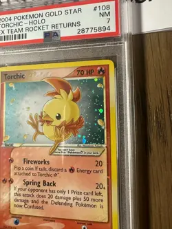 PSA 7 - Pokemon TORCHIC Gold Star 108/109 - EX TEAM ROCKET RETURNS - FOIL RARE - Image 2