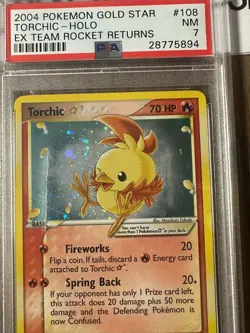 PSA 7 - Pokemon TORCHIC Gold Star 108/109 - EX TEAM ROCKET RETURNS - FOIL RARE - Image 3