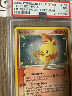 PSA 7 - Pokemon TORCHIC Gold Star 108/109 - EX TEAM ROCKET RETURNS - FOIL RARE - Image 4