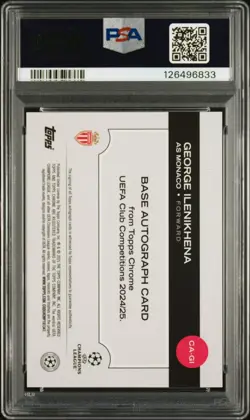 2024-25 Topps Chrome George Ilenikhena AS Monaco Gold 26/50 RC PSA 9 Auto 10 - Image 2