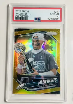 2025 PANINI PRIZM JALEN HURTS TRUE GOLD PRIZM #228 PSA 10 GEM /10 CHAMP RARE 👻 - Image 2