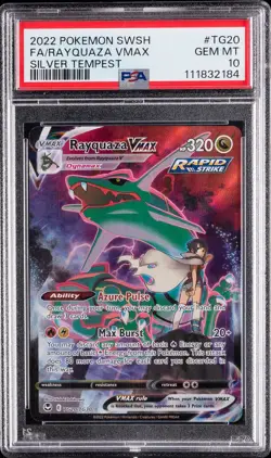 2022 POKEMON SWORD & SHIELD SILVER TEMPEST #TG20 FULL ART/RAYQUAZA VMAX PSA 10 - Image 1