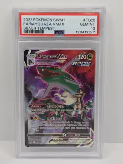 2022 POKEMON SWORD & SHIELD SILVER TEMPEST #TG20 FULL ART/RAYQUAZA VMAX PSA 10 - Image 1