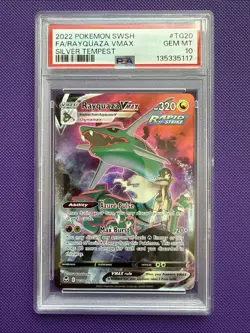 2022 POKEMON SWORD & SHIELD SILVER TEMPEST #TG20 FULL ART/RAYQUAZA VMAX PSA 10 - Image 1