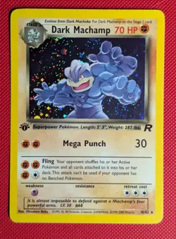 Dark Machamp 1st Edition Holo Team Rocket 10/82 Pokemon TCG WoTC Vintage NM - Image 1