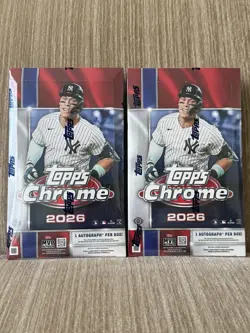 2026 Topps Chrome MLB Baseball Hobby Box (Brand New/Sealed) LOT OF 2 1 Autograph - Image 1