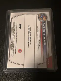 2025 Bowman Darryn Peterson RC 1st Chrome University Prospect Auto - Image 2